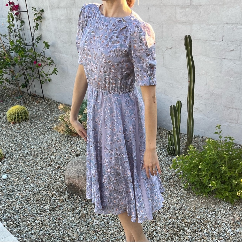 Vintage 60s a line floral spring summer midi dress - Picture 3 of 16